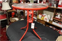 Vintage Red table with Glass Top Coca- Cola Chairs