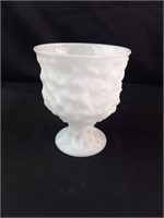 Brody and Co Crinkle Cut White Milk Glass Vase