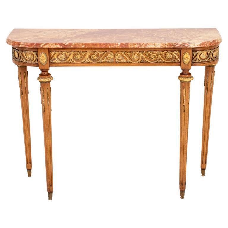 Louis XVI Style Marble Topped Wooden Console