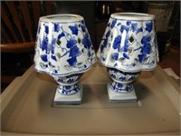 2 Candle Holders w/ Shades 8"