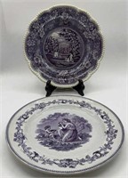 Antique Purple Transferware Plates, Celtic China