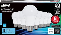 Feit Electric A19 LED Bulbs  60W  E26 Base  8 Pack