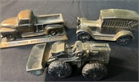 Metal Car Coin Bank, Cast Gm Truck, Cast Tractor