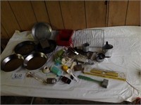 PIE PLATES, COOKING THERMOMETER, CORN CUTTER