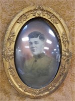 VTG MILITARY PICTURE IN GREAT OVAL GOLD FRAME
