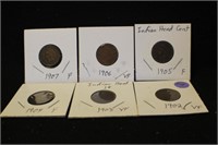 Lot of 6 Mixed Date Indian Head Cents