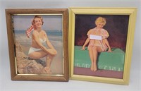 Framed Pin Up Girl Prints Beach Baby & Other