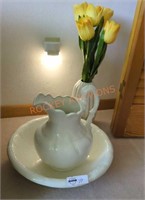 Water pitcher and bowl and vase lot