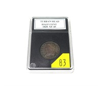 1828 U.S. half cent, AU-50