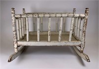Early wooden doll cradle