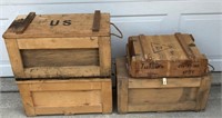 4 Wood Ammo Boxes