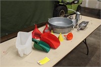Assorted Scoops, Funnels, Oil Pans & Oil Cans