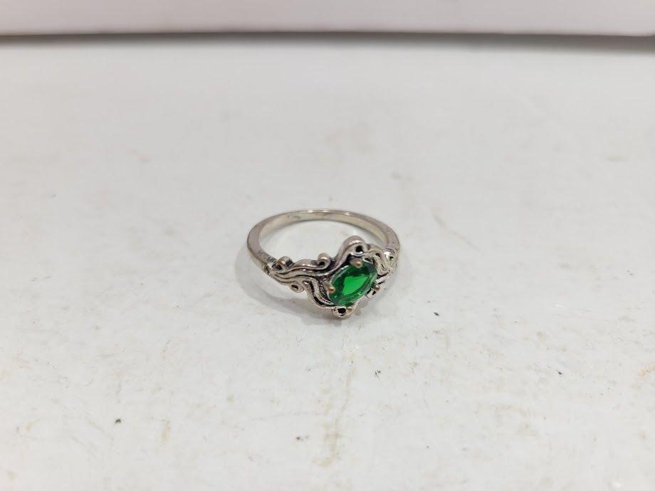 .925 Silver Ring with Green Stone