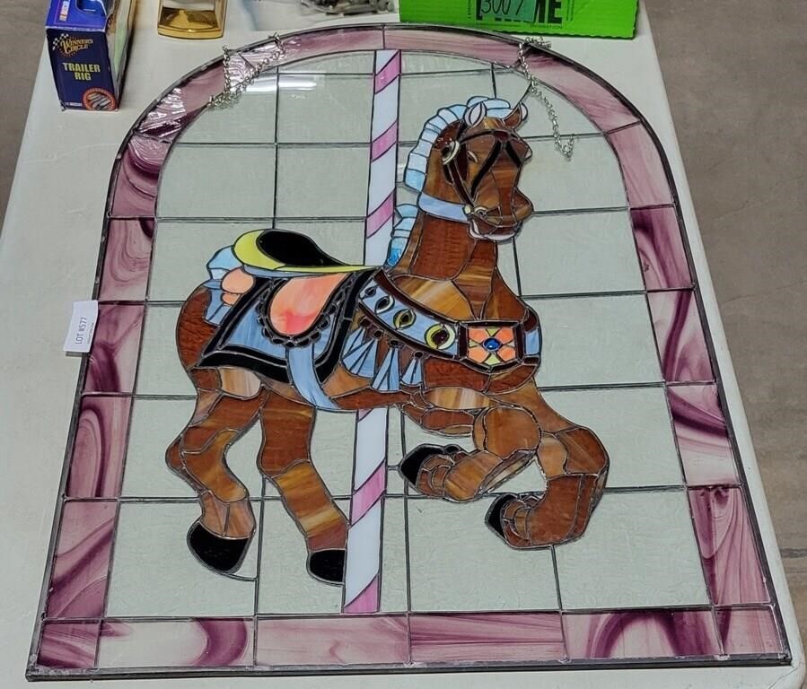 LEADED STAINED GLASS WINDOW INSERT