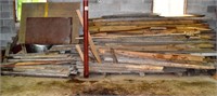 Lot: lumber, split rail fence posts and rails, etc