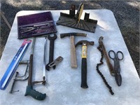 Box of Tools- Hack Saw, Tin Ships, Pipe Wrench
