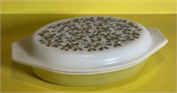 Vintage Pyrex split glass dish w/ Glass lid