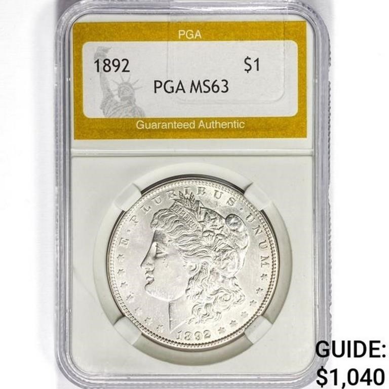 1892 Morgan Silver Dollar PGA MS63