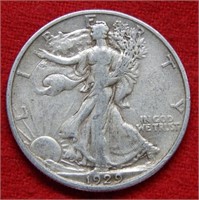 1929 S Walking Liberty Silver Half Dollar