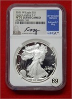 2021 W American Eagle NGC PF70 1 Ounce Silver