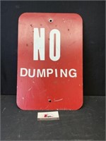 Metal No Dumping sign