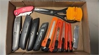 BX W/ SCISSORS, BOX CUTTERS & KNIFE SHARPENER