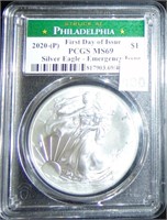 2020-P Silver Eagle Emergency Issue PCGS MS69.