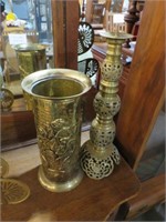 BRASS UMBRELLA STAND AND CANDLE STAND