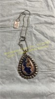 German Silver Sodalite Pendant Necklace