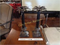 Marble & Iron Candle Sticks - Palm Trees