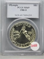 1988-D Olympiad Silver $1 PCGS Graded MS69.