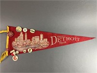 Vintage Detroit Pennant and Buttons