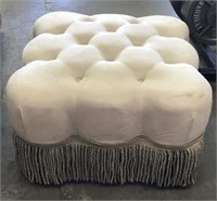 Tufted Ottoman with Fringed Skirt