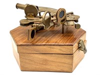Brass Nautical Sextant and Wood Box
- wood box
