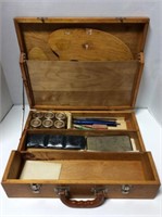 Vintage Wood Artist Briefcase For Oil Painting