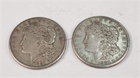 2- 1921-S Morgan Silver Dollars