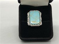 Large Stone Turquoise and Silver Ring