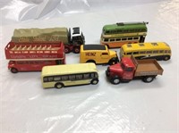 Tray Assorted buses & trucks - Corgi, Matchbox