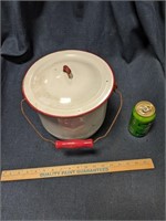 Red/White Enamelware Chamber Pot