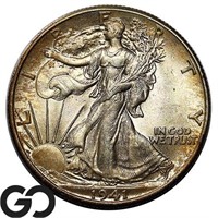 1941 Walking Liberty Half Dollar, Lustrous Gem BU