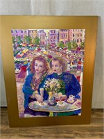 Oil Painting Ladies at Cafe Street Scene