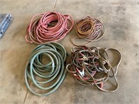 LOT OF MISC HOSE, EXTENSION CORDS, JUMPER CABLES