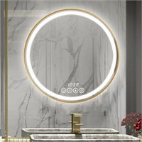 Msrorriw 32 Inch LED Gold Frame Bathroom Mirror w
