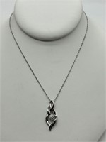 Sterling Silver Fancy Pave Diamond Necklace