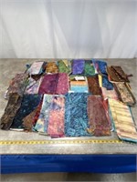 Assortment of batik fabric and other fabric. Most