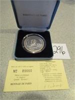 1992 SILVER OLYMPIC MONNOIE DEPARIS COIN