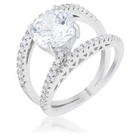 Round 3.00ct White Sapphire Double Band Ring