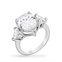 Brilliant Pear 6.39ct White Sapphire 3-stone Ring