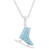 Cute Blue Enamel Ice Skate Necklace