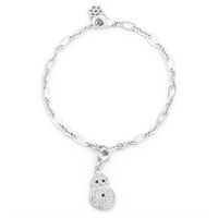 Cute Round .20ct White Topaz Snowman Bracelet